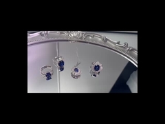 Anillos de joyería de piedra preciosa de zafiro de colores creados en laboratorio