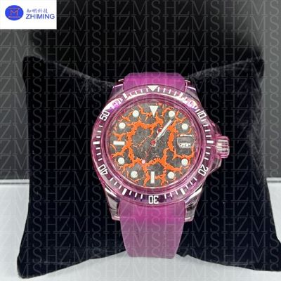 Caso de relojes de zafiro redondo de 40 mm/42 mm personalizable en magenta