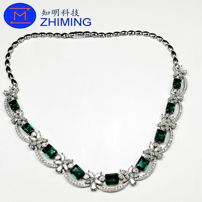 Collar de zafiro verde esmeralda cultivado en laboratorio: elegante joyería de zafiro sintético