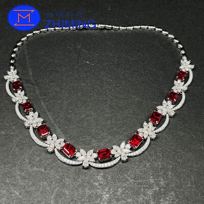 Collar de zafiro rojo sangre de paloma cultivado en laboratorio con joyería de piedras preciosas personalizadas
